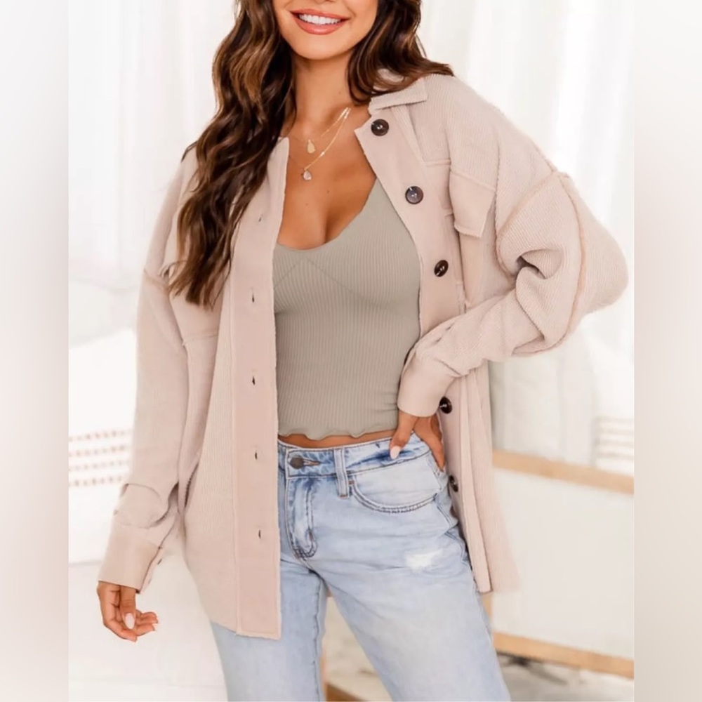 NWOT Pink Lily Tan Shacket